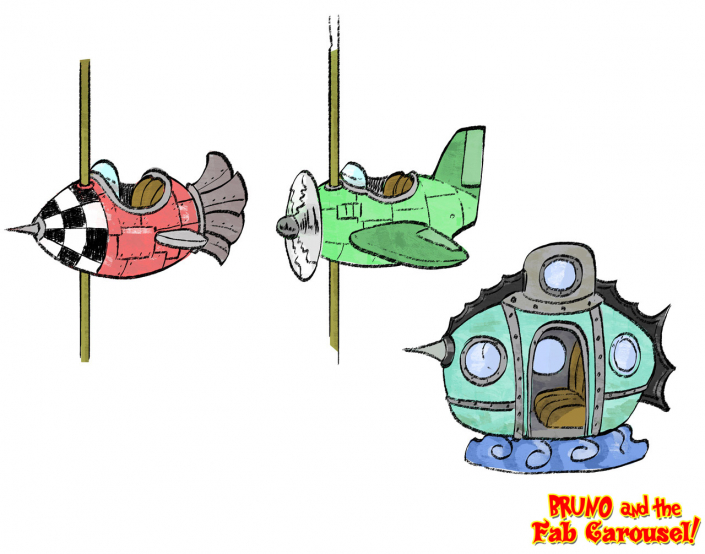 Vehicles from the "Bruno and the fab carousel" project by Christian Cornia
