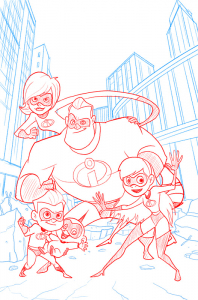 The pencil of The Incredibles test Cover by Christian Cornia