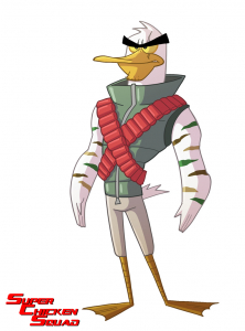 the SuperChicken Squad member named Chuck Duck by Christian Cornia