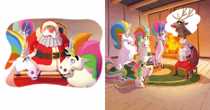 Illustration from "The Unicorns Who Saved Christmas" book, illustrated by Christian Cornia