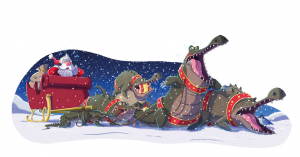 Illustration from "The Unicorns Who Saved Christmas" book, illustrated by Christian Cornia