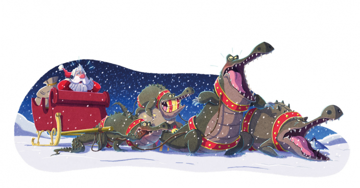 Illustration from "The Unicorns Who Saved Christmas" book, illustrated by Christian Cornia