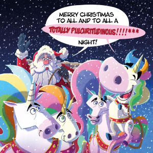 Illustration from "The Unicorns Who Saved Christmas" book, illustrated by Christian Cornia