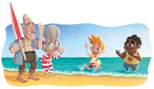 At the sea with grandparents by Christian Cornia